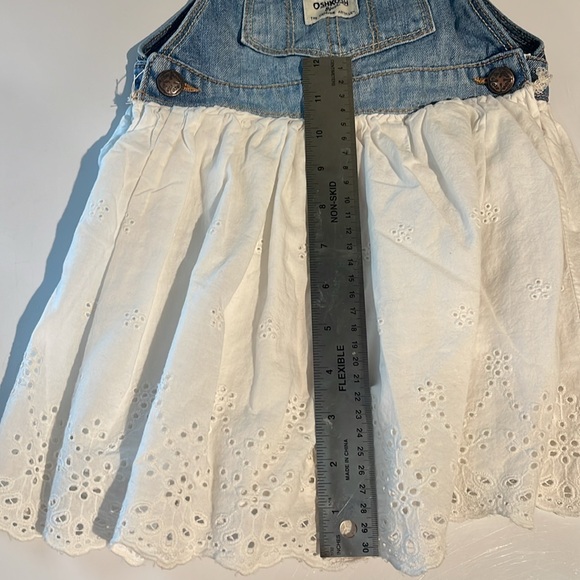 Oshkosh b’gosh toddlers 5t denim and lace overalls jumper dress like new - Picture 12 of 12